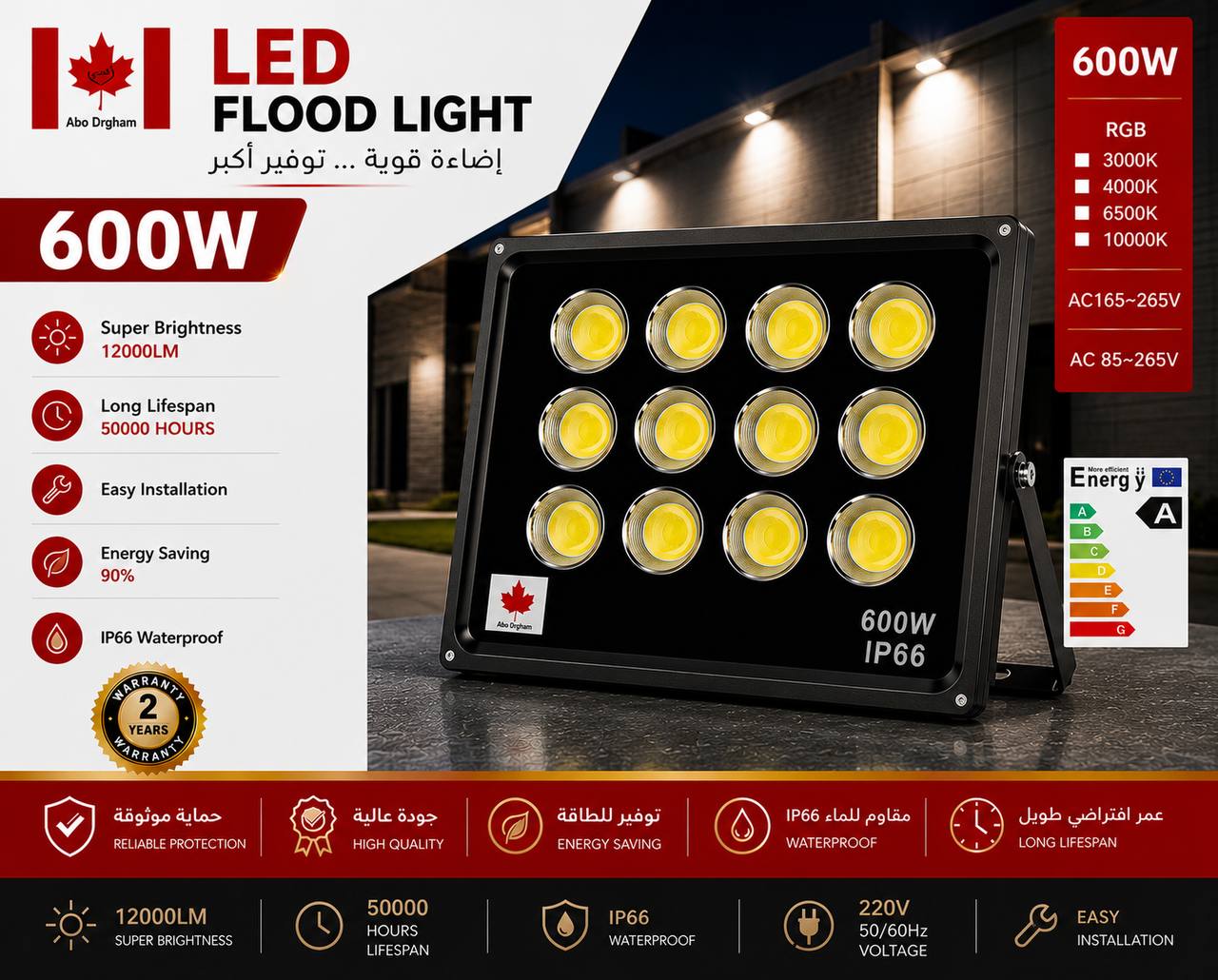 LED Flood Light 600W