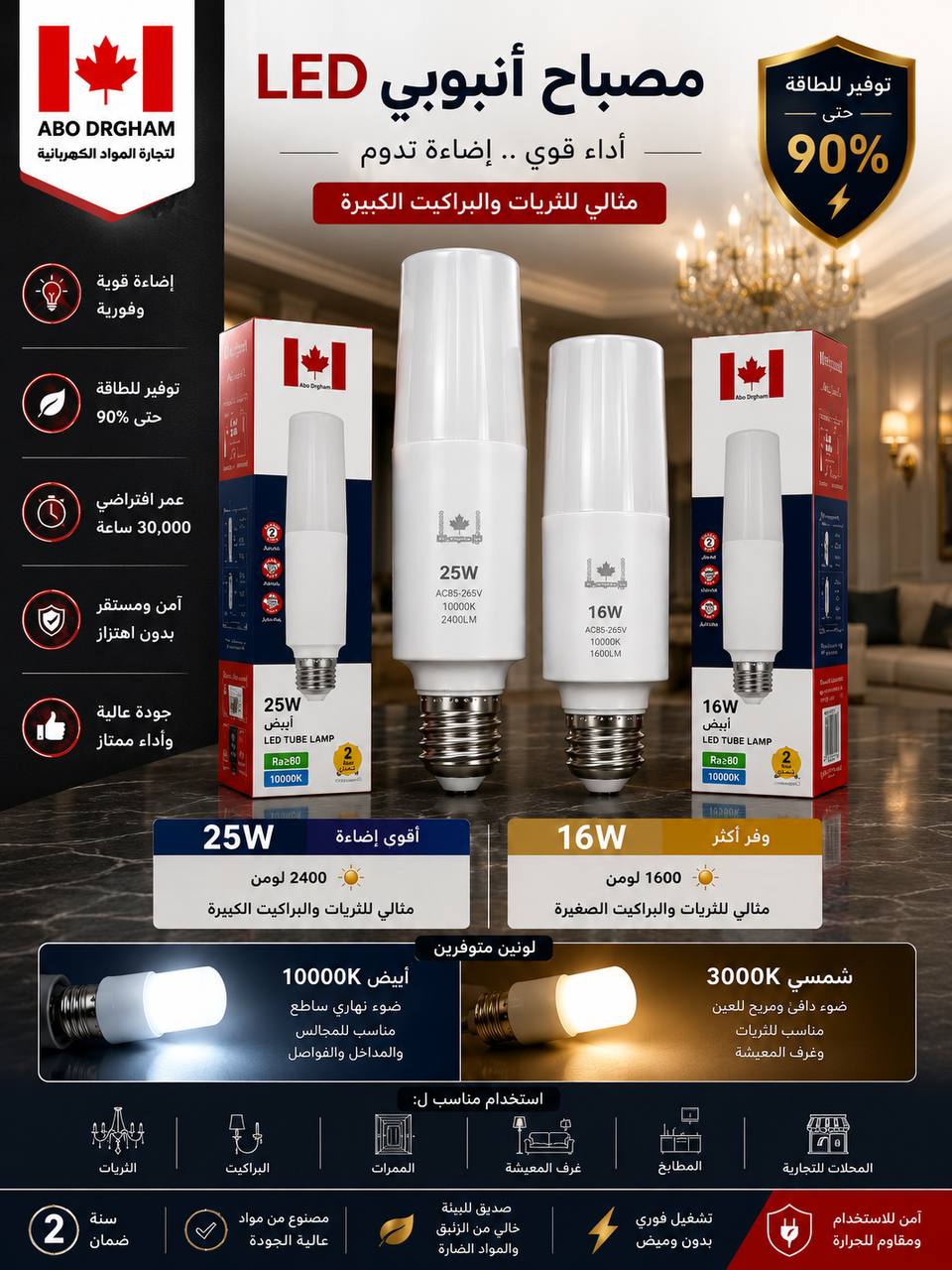 LED Bulb 16W 25W
